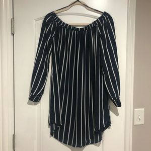 F21 Striped Off the Shoulder Shift Dress